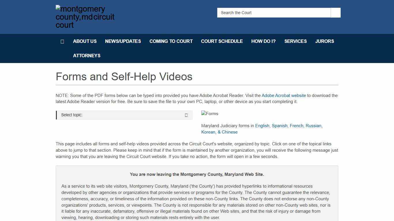 Forms and Self-Help Videos - Montgomery County, MD Circuit Court